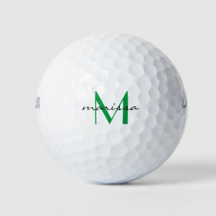 Dames Aangepaste Groene Naam Monogram Golfballen