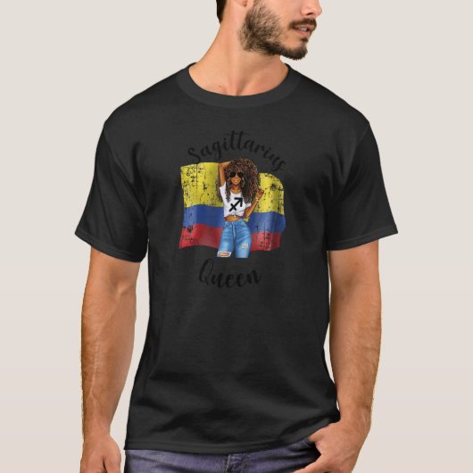 Dames Afro Colombiaanse Boogschutter Koningin Afri T-shirt (Voorkant)
