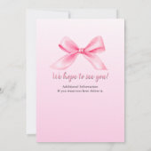 Dames Afscheid Elegant Pink Bow Party Kaart (Achterkant)