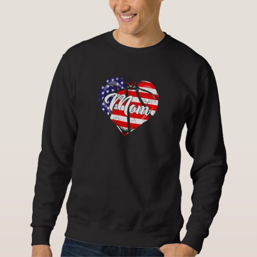 Dames Amerikaanse Vlag Basketbal Moeder Kleding 4 Trui (Voorkant)