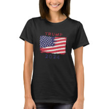 Dames Amerikaanse vlag Trump 2024 T-shirt