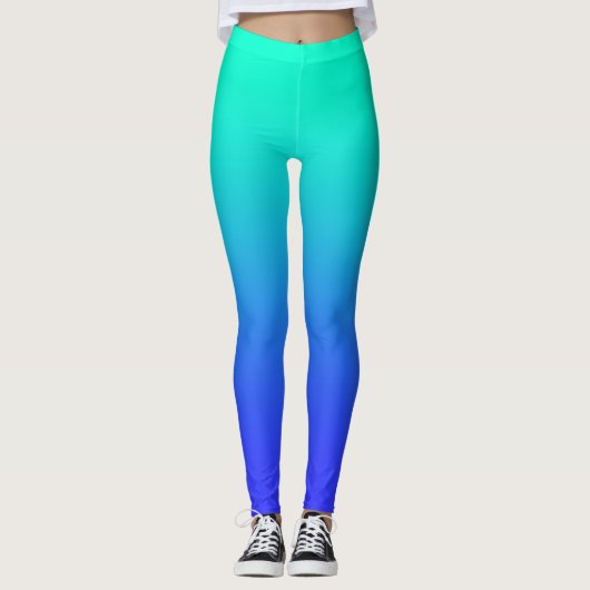 Dames Aqua Blue Volledige Lengte Leggings (Voorkant)