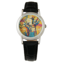 Dames Art Deco Vogel Abstract Horloge