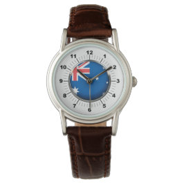 Dames Australië Vlag Klassieke Leren Band Horloge