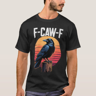Dames awF Zwarte Kraai Zwarte Vogel Retro Zonsonde T-shirt