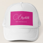 Dames Bachelorette-feest Bruidsmeisje Naam Roze Trucker Pet (Voorkant)