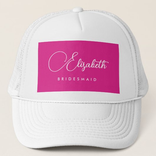 Dames Bachelorette-feest Bruidsmeisje Naam Roze Trucker Pet (Voorkant)
