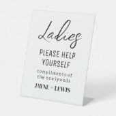 Dames Badkamer Minimale Hedendaagse Bruiloft Parti Reclamebord Met Voetstuk (Voorkant)