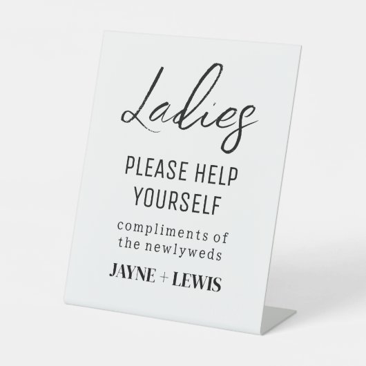 Dames Badkamer Minimale Hedendaagse Bruiloft Parti Reclamebord Met Voetstuk (Voorkant)