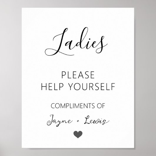 Dames Badkamer Minimalistische Hedendaagse Bruilof Poster (Voorkant)