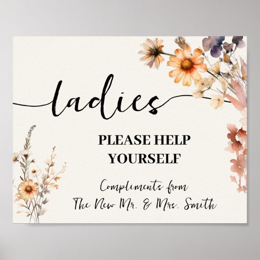 Dames Badkamer Trouwreceptie Herfst Wildflowers Poster (Voorkant)