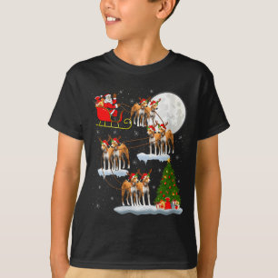 Dames Basenji Hond Kerstman Slede Vliegend Grappig T-shirt