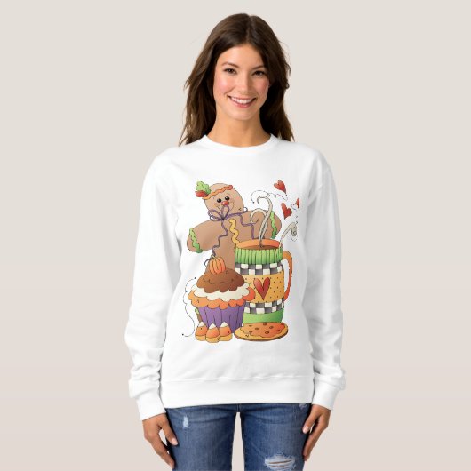 Dames Basic Sweatshirt Herfst Plezier (Voorkant volledig)