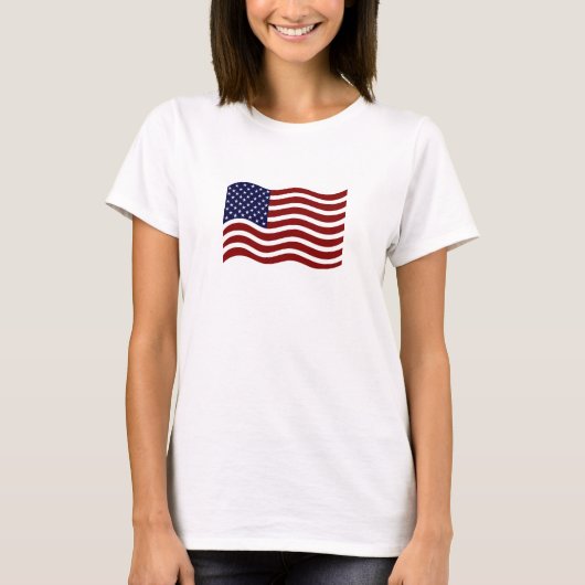Dames Basic T-Shirt - Amerikaanse Vlag (Voorkant)