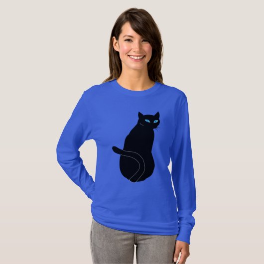 Dames Basic T-shirt met lange mouwen - kat (Voorkant volledig)