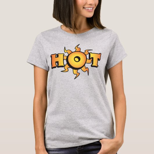Dames Basic T-shirt met tekst HOT (Voorkant)