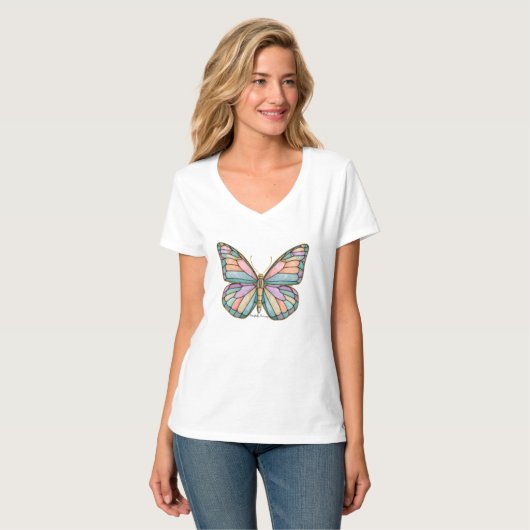 Dames Basic V-hals T-shirt (Voorkant volledig)