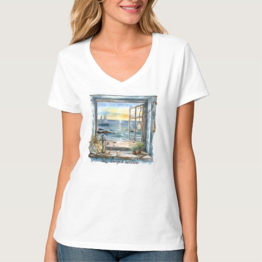 Dames Basic V-hals T-shirt (Voorkant)