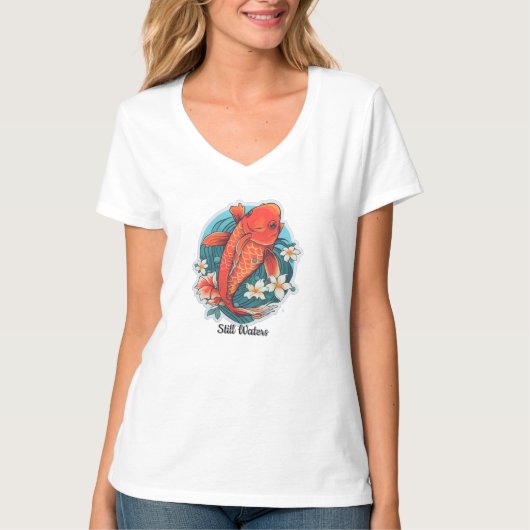 Dames Basic V-hals T-shirt (Voorkant)
