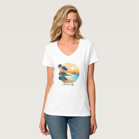 Dames Basic V-hals T-shirt (Voorkant volledig)