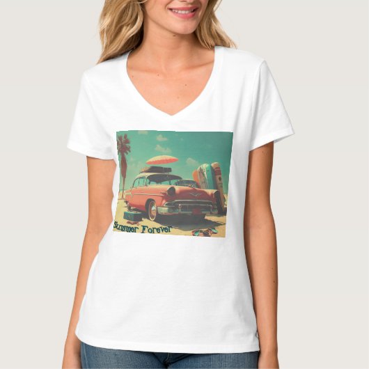 Dames Basic V-hals T-shirt (Voorkant)