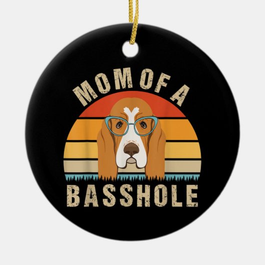 Dames Basset Hound Presenteert Grappige Moeder Van Keramisch Ornament (Voorkant)