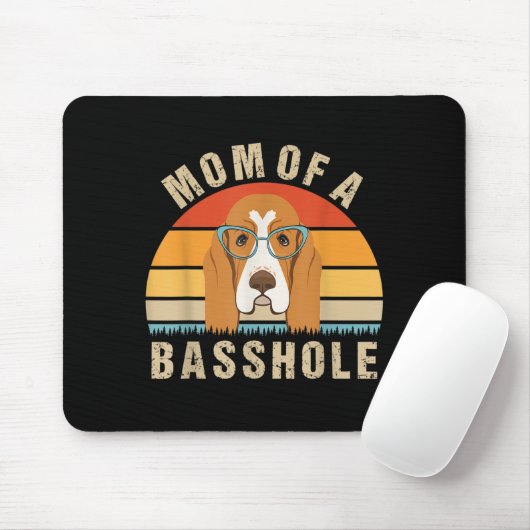 Dames Basset Hound Presenteert Grappige Moeder Van Muismat (Met muis)