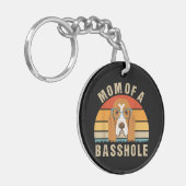 Dames Basset Hound Presenteert Grappige Moeder Van Sleutelhanger (Voorkant Links)