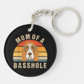 Dames Basset Hound Presenteert Grappige Moeder Van Sleutelhanger (Achterkant)