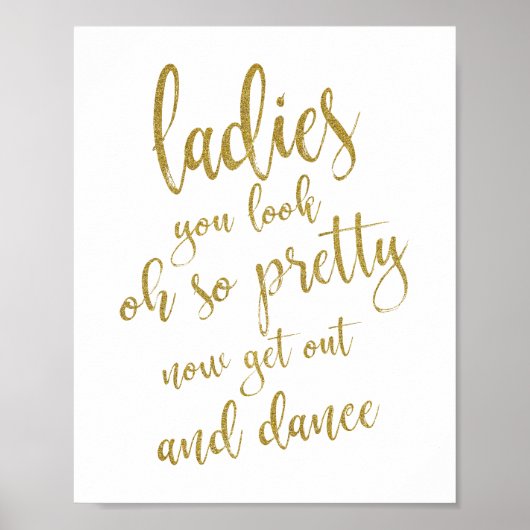 Dames Bathroom Gold Glitter 8x10 bruiloft Poster (Voorkant)
