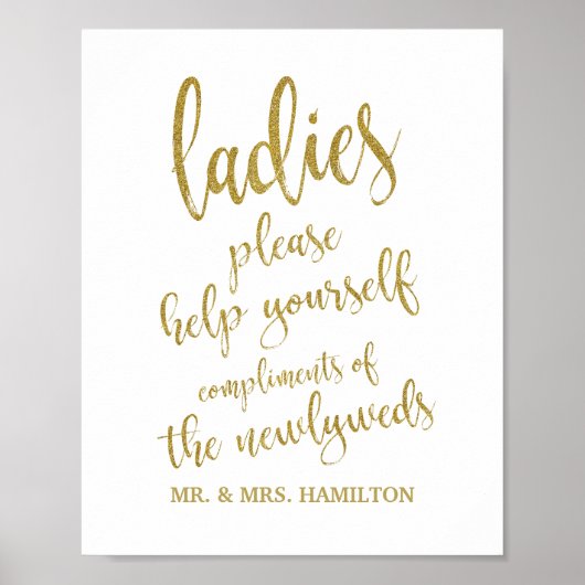 Dames Bathroom mandje Glitter 8x10 bruiloft Poster (Voorkant)