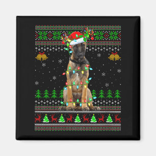 Dames Belgische Malinois Hond Lelijk Kerst Sweater Magneet
