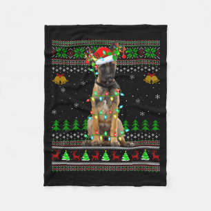 Dames Belgische Malinois Hond Lelijk Kerst T-shirt Fleece Deken