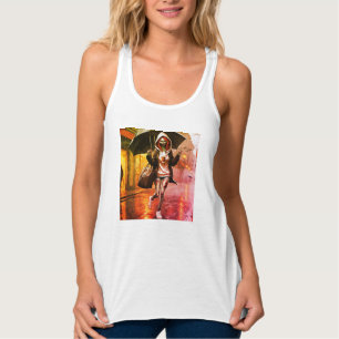 Dames Bella+canvas wijdvallende racerback tanktop