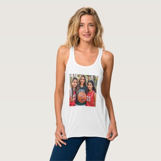 Dames Bella+canvas wijdvallende racerback tanktop (Volledige Voorkant)