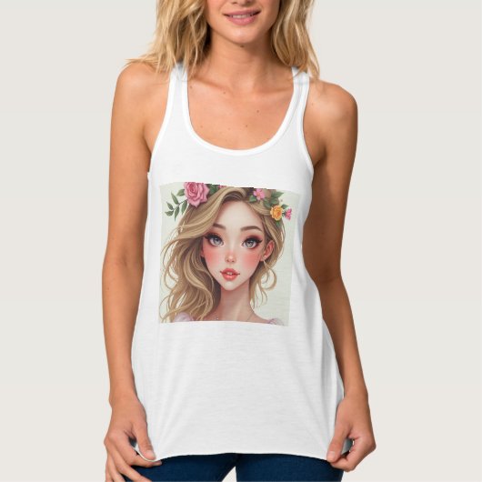 Dames Bella+canvas wijdvallende racerback tanktop (Voorkant)