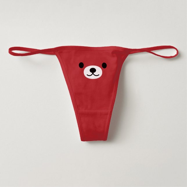 Dames Bella Katoen/Spandex String: Knuffel Beer Slip (Voorkant)