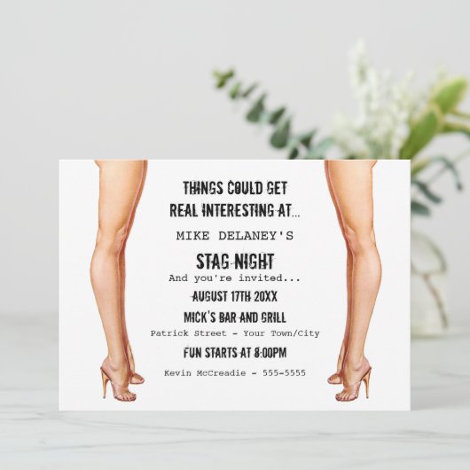 Dames Benen Stag Nacht Uitnodigingen (Staand voorkant)