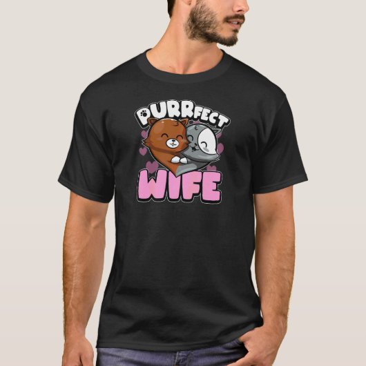 Dames bijpassende koppel kat woordspeling perfecte t-shirt (Voorkant)
