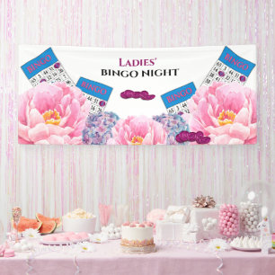 Dames bingo Night Colorful Blue Pink Flowers Spandoek