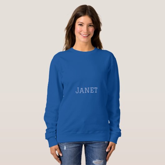 Dames Blauw Basic Sweatshirt (Voorkant volledig)