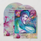 DAMES BLAUW MASKER Maskerade Feest Bloem Slierten Kaart (Voorkant / Achterkant)