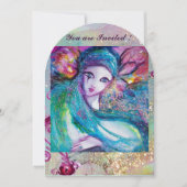 DAMES BLAUW MASKER Maskerade Feest Bloem Slierten Kaart (Voorkant)