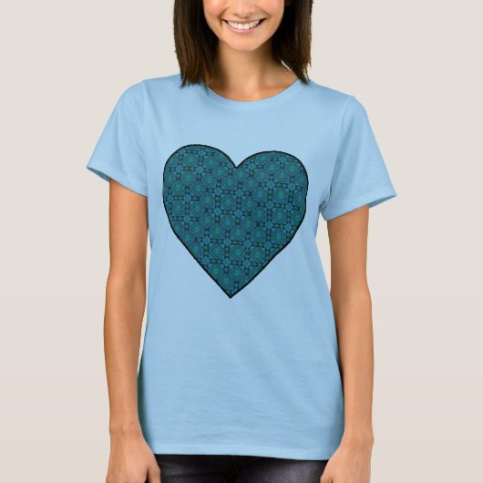 Dames Blauw Pastel Hart T-shirt (Voorkant)