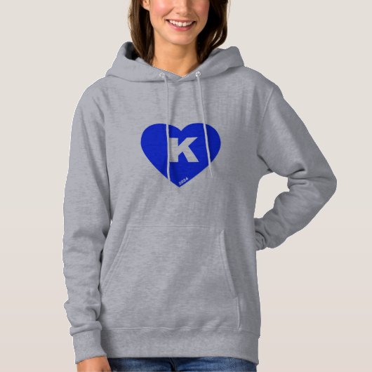 Dames Blauw & Wit K-Hart Hoodie (Voorkant)