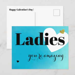 Dames Blauwe Galentinedag Feestdagenkaart