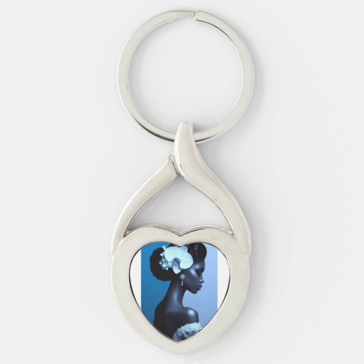 Dames Blauwe Metalen Sleutelhanger (Voorkant)