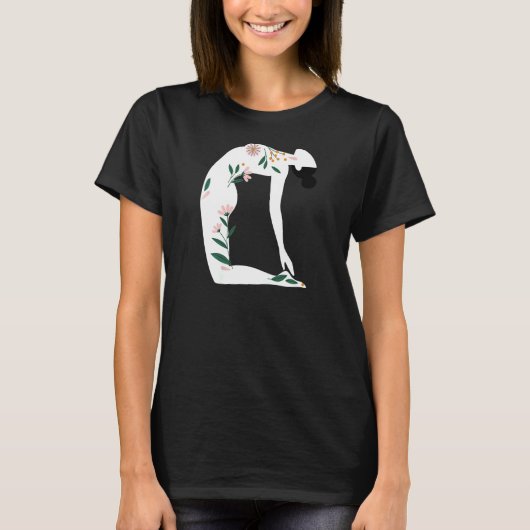 Dames Bloem Groen Yoga T-shirt (Voorkant)
