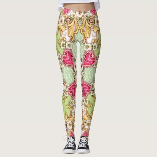 Dames bloemen barok legging (Voorkant)