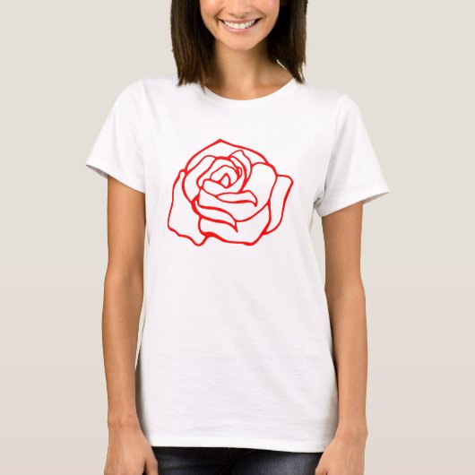 Dames bloemen rood roos T-shirt top (Voorkant)